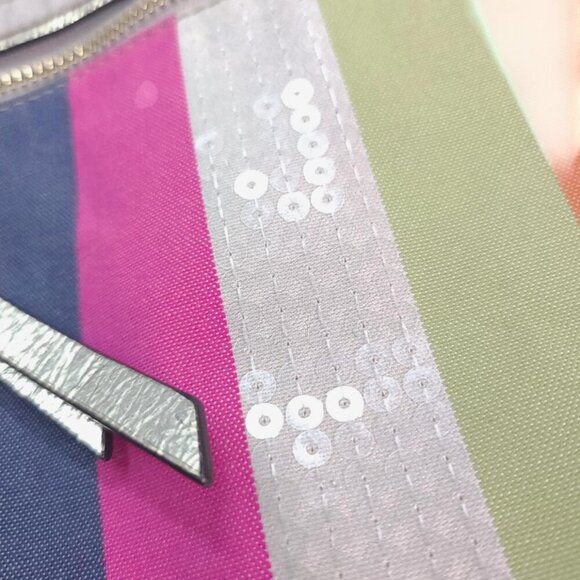 COACH 19021 Poppy Legacy Stripe Sequins  Tote & Wristlet - Picture 7 of 8